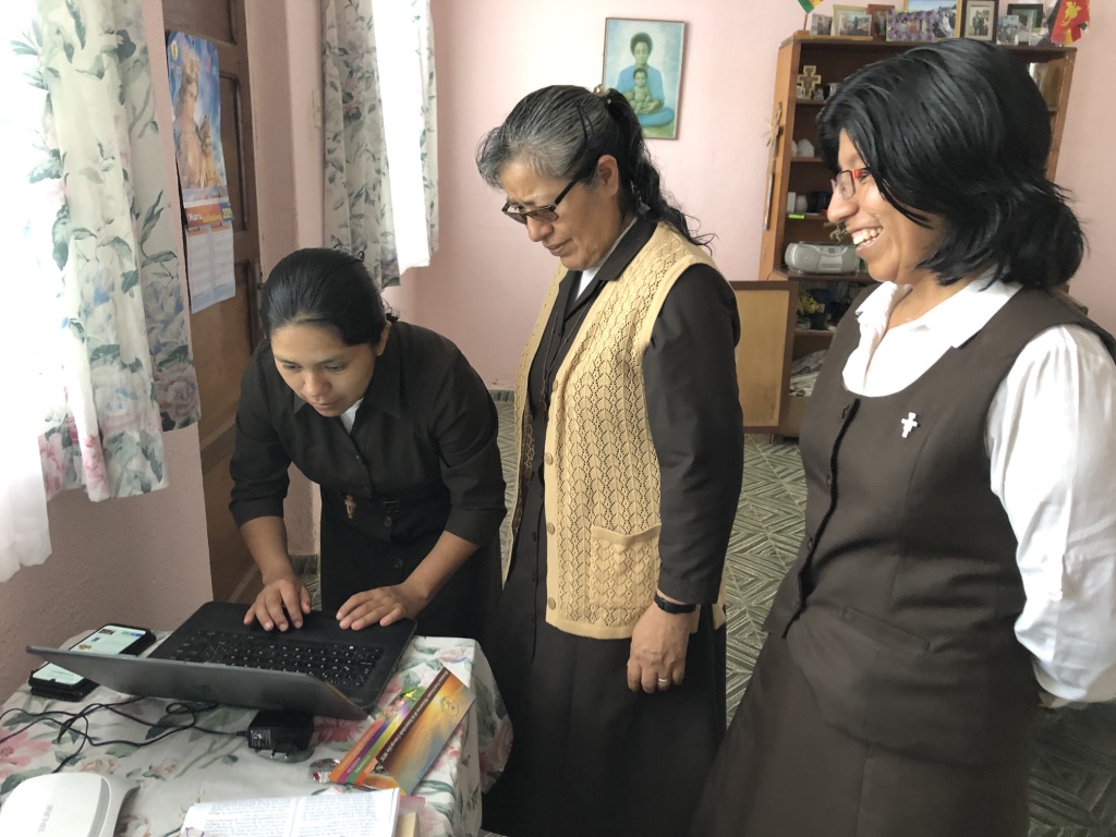 Sisters Maribel Gustina and Clorinda preparing welcome for the 50th Celbration